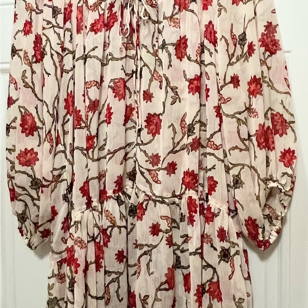Free People KEEPING UP WITH KARA 
TUNIC/Dress Red Floral Boho Dress